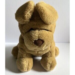Vintage Pucker Pup Shar Pei Dog Softsheen Brown Plush Stuffed Animal Caltoy 9"
